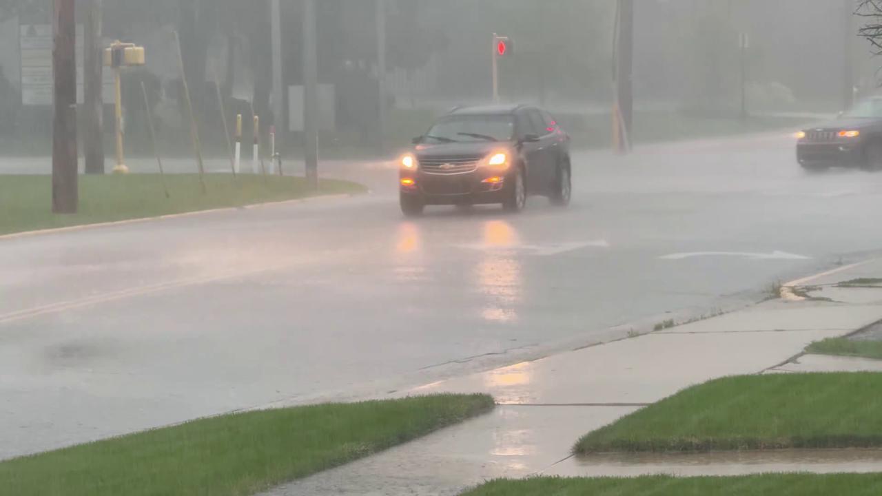 Video thumbnail for US: Heavy Downpour and Lightning Hit Highland, Indiana.
