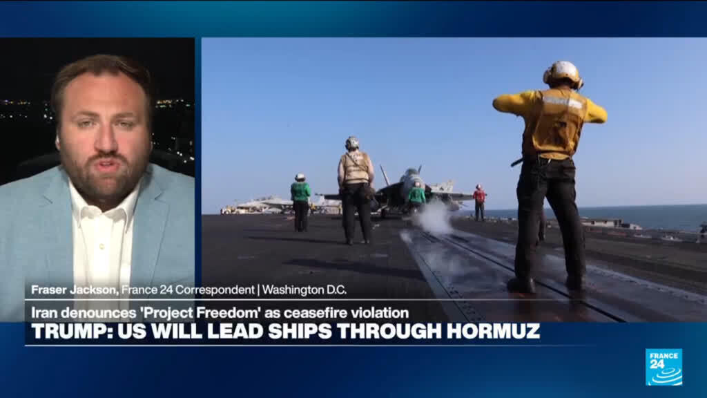 Video thumbnail for 'Project freedom': Trump says the US will 'guide' stranded ships from the Strait of Hormuz