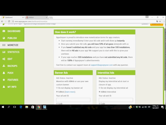 Video thumbnail for como Monetizar mi aplicacion en appsgeyser