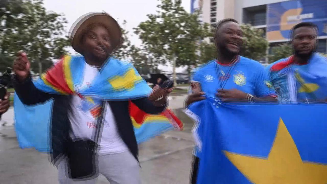 Video thumbnail for US: Football fans flock to Houston for Portugal-DR Congo World Cup clash.