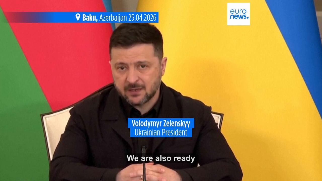 Video thumbnail for Zelenskyy says he is ready to meet Putin in Azerbaijan