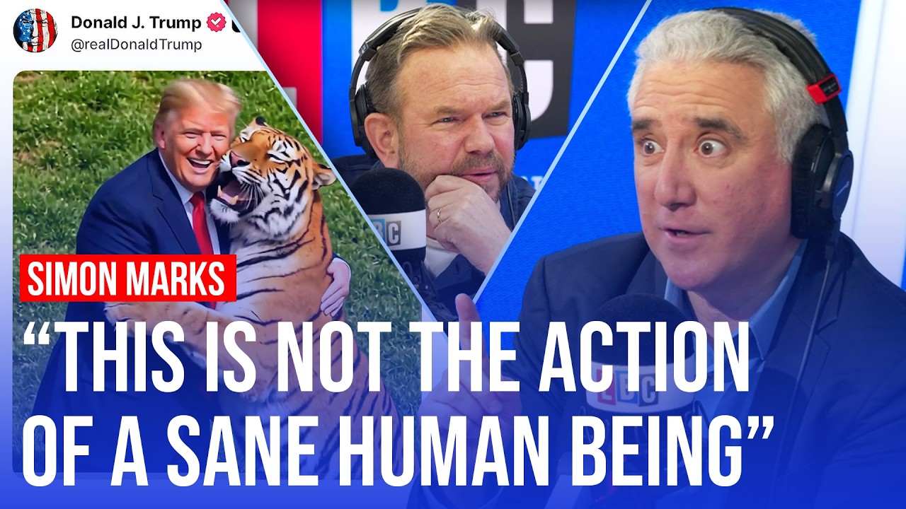 Video thumbnail for Simon Marks reacts to 'staggering' AI video of Trump wrestling tiger