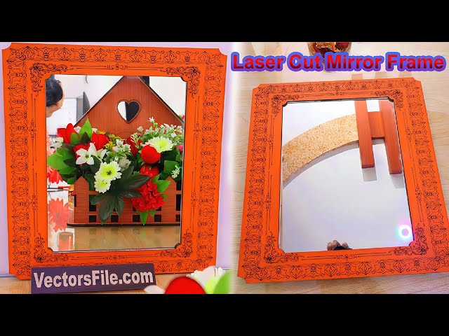 Video thumbnail for How to make Laser Cut Mirror Frame Design | DIY Wooden Border Frame Design Idea VectorsFile.com