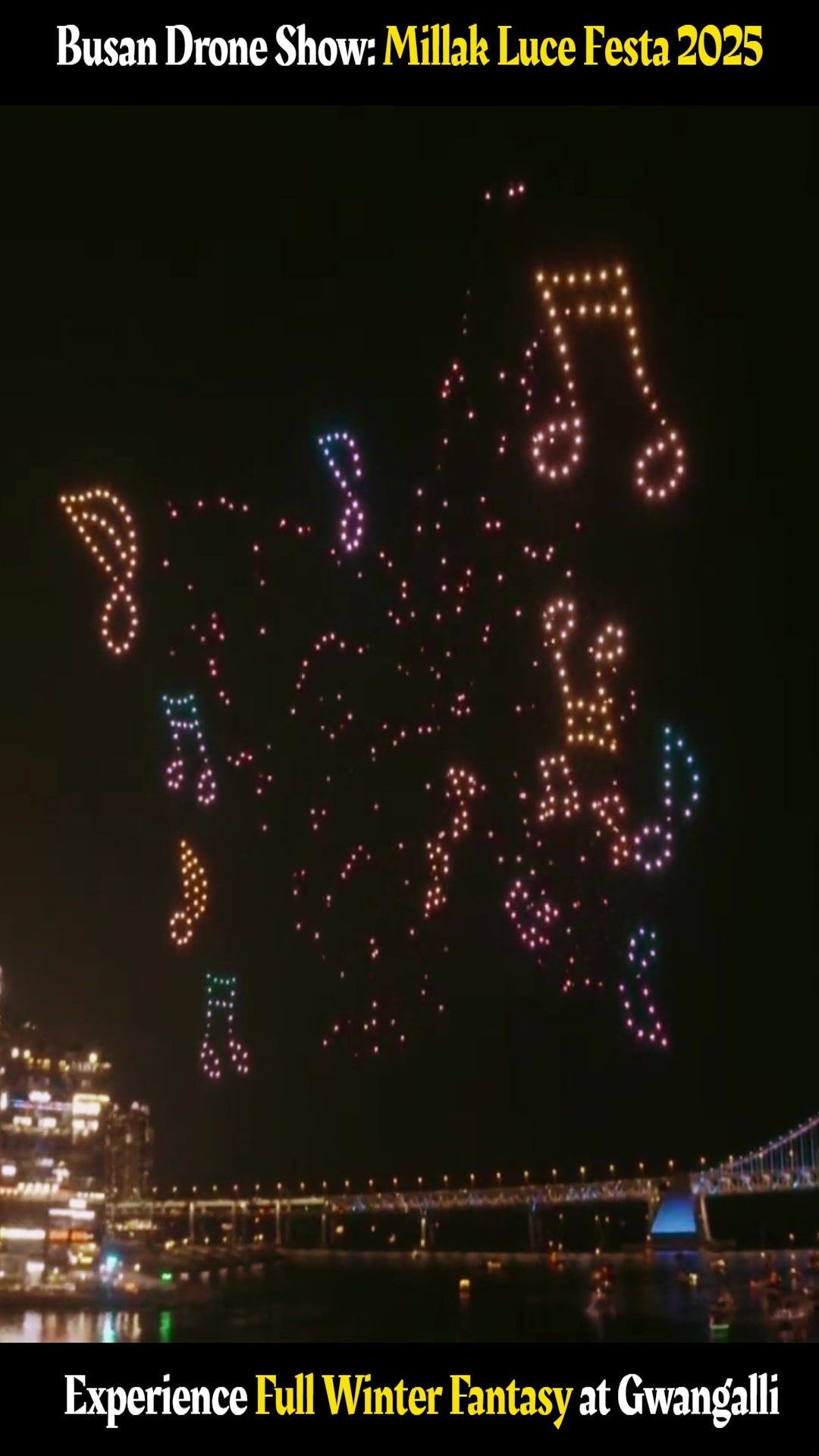 Video thumbnail for ✨🎆 Busan Gwangalli Drone Show x Millak Luce Festa 2025! 🎆✨