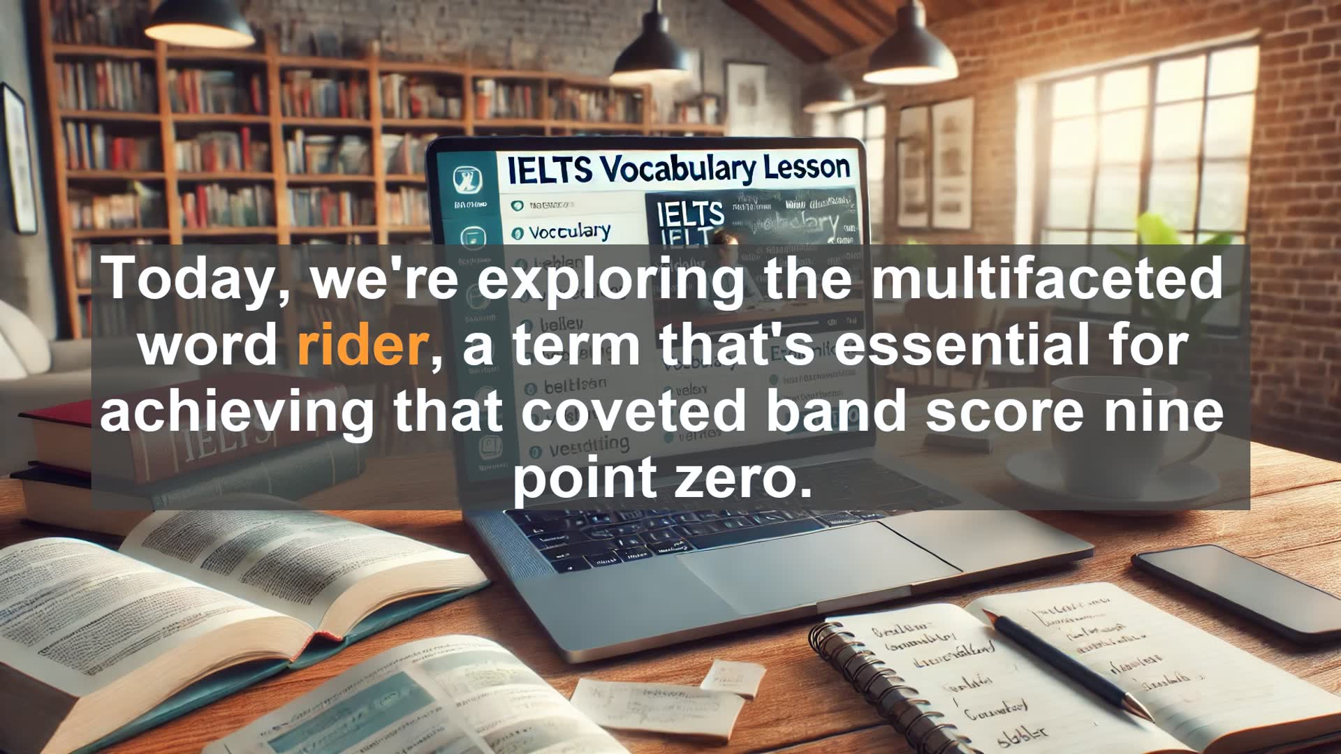 'Video thumbnail for 2000 Must Know IELTS 9.0 Vocabulary - Understanding 'Rider': Key to IELTS Success'