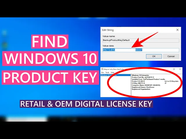 Video thumbnail for How To Find Windows 10 Product Key | Retail & OEM Digital License Key