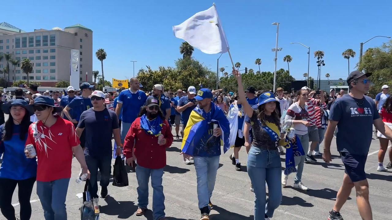 Video thumbnail for US: Bosnia fans gather in San Francisco ahead of World Cup clash with US.