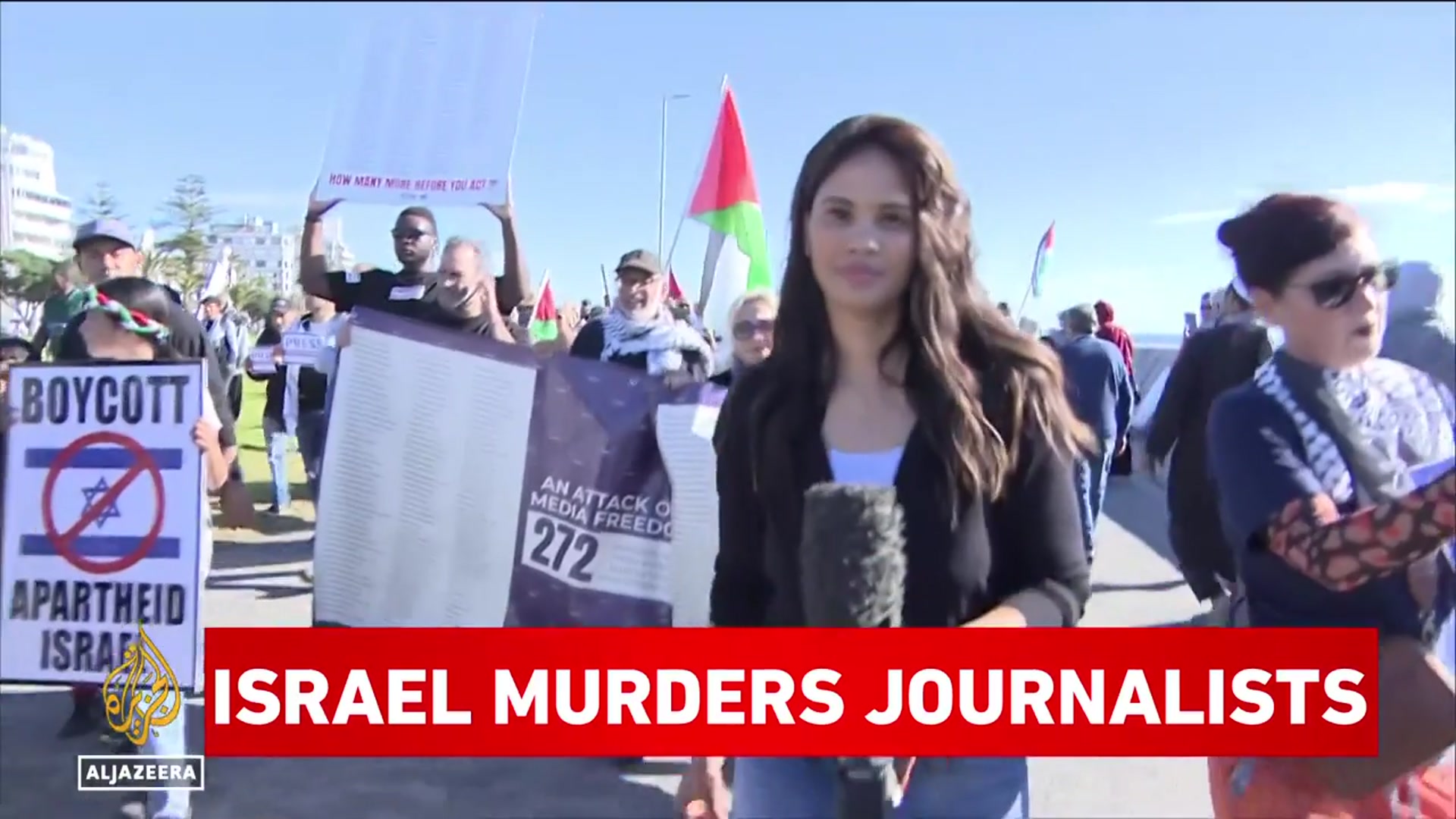 'Video thumbnail for South African journalists march for Gaza colleagues killed by Israeli forces'