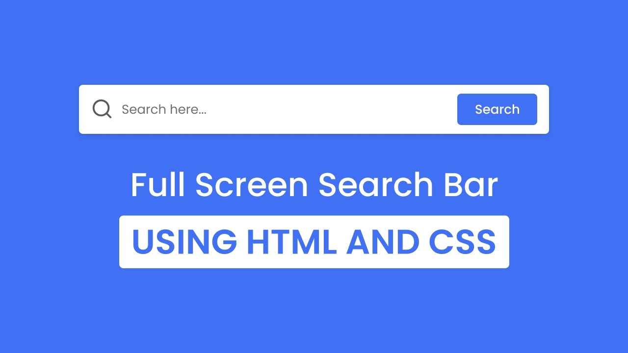 'Video thumbnail for Responsive Full Screen Search Bar in HTML & CSS _ Search Box _ Button Click Animation'