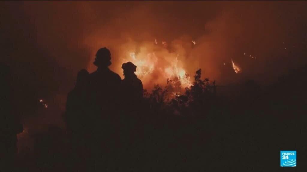 Video thumbnail for Wildfires spread across Europe as thousands evacuated