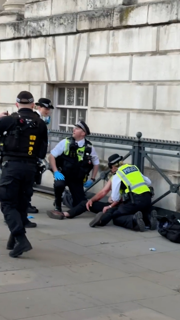 Video thumbnail for Protesters stabbed at London rally against war on Iran