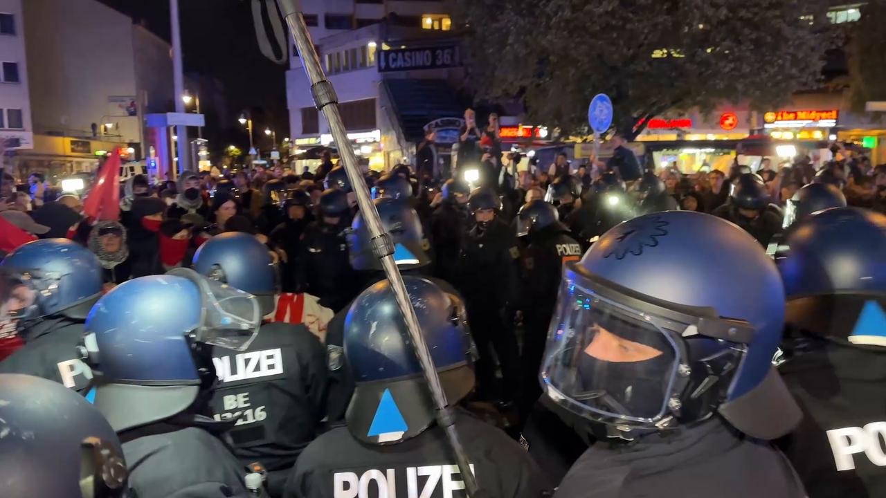Video thumbnail for Germany: Police End Pro-Palestinian March in Berlin on October 7 Anniversary.