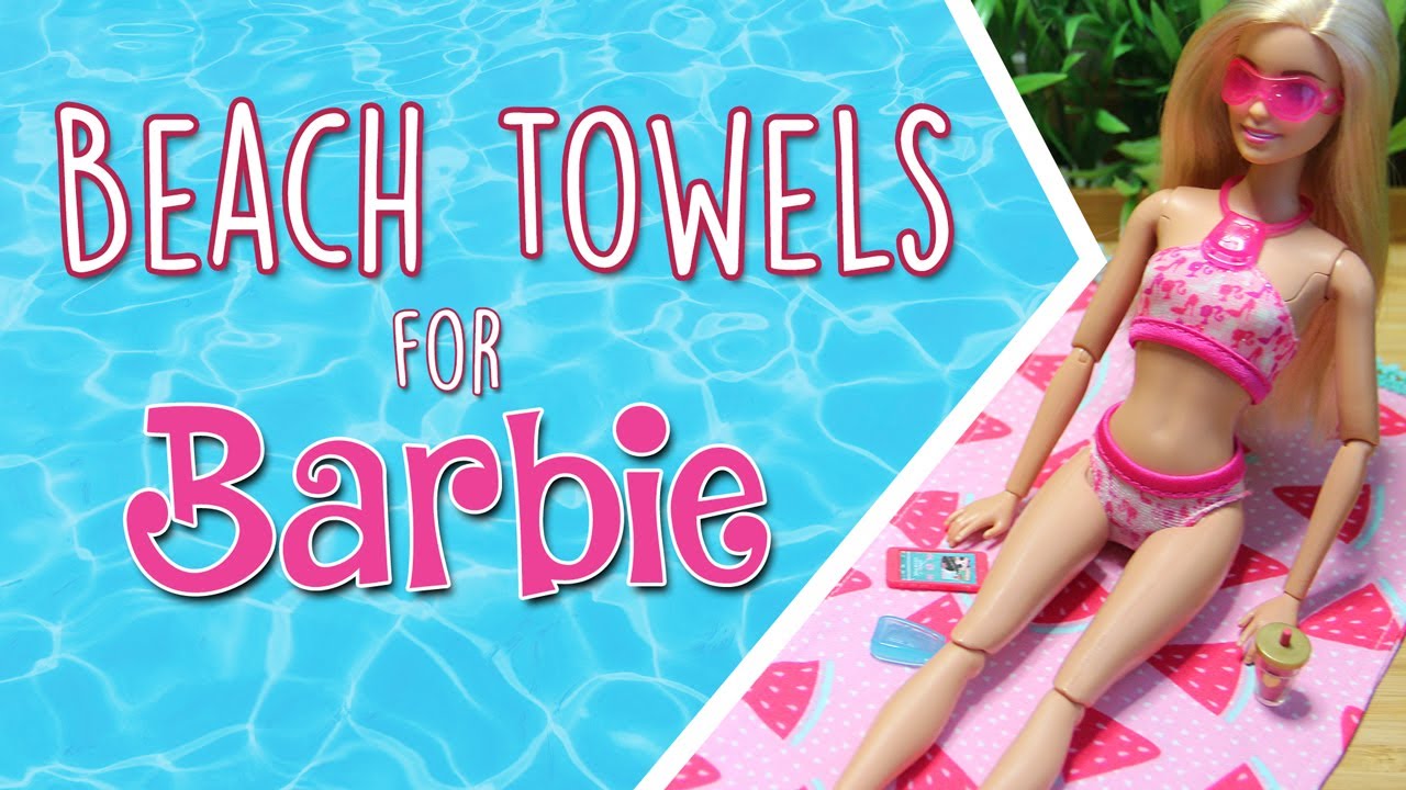Video thumbnail for DIY Barbie Hacks: Beach towels for the Barbie pool house or beach house - Blythe - 1:6 scale sewing