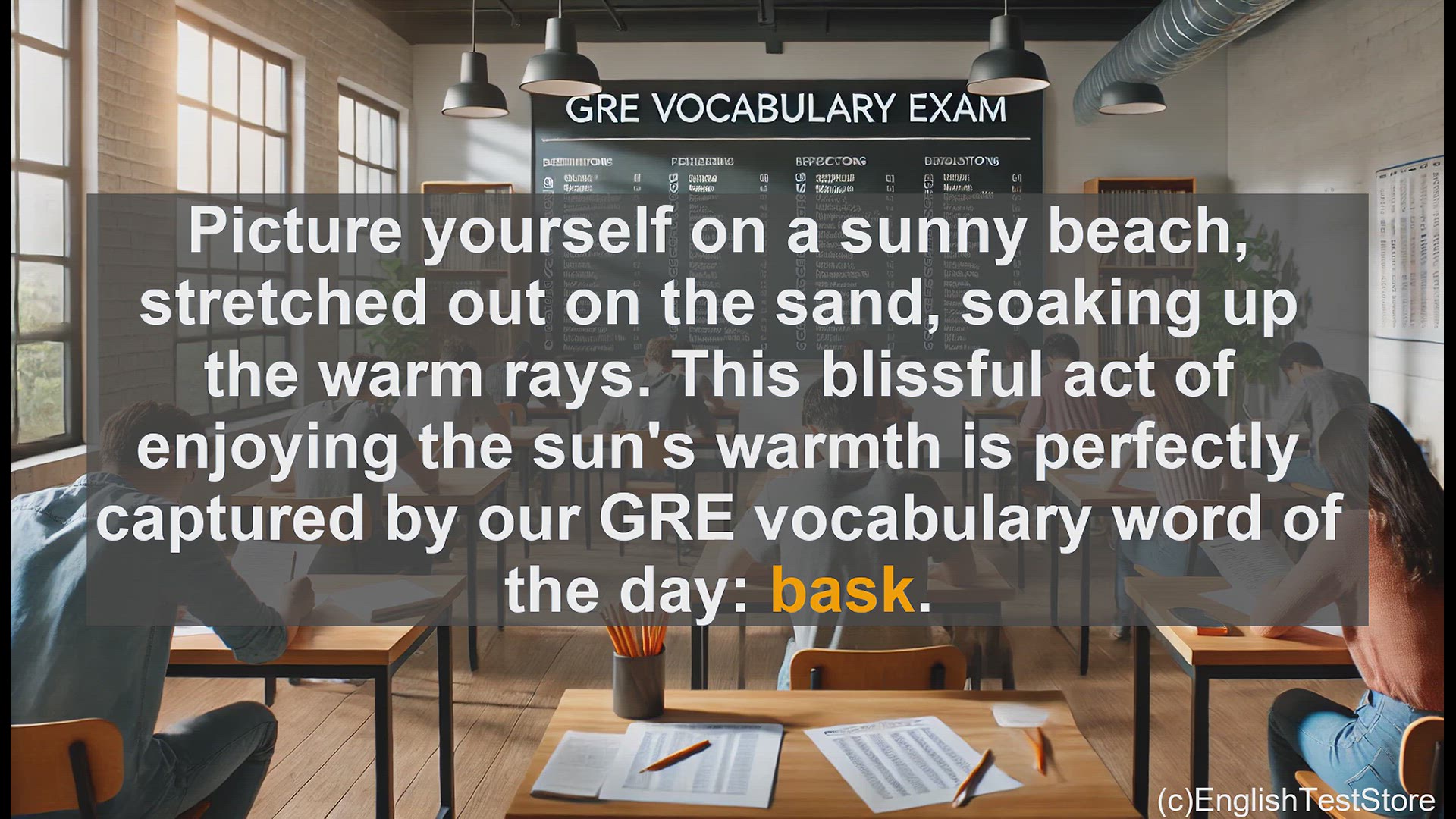 'Video thumbnail for GRE Vocabulary Lesson: Bask in the Warmth - Exploring the Meaning and Usage of a Versatile Vocabulary Word'