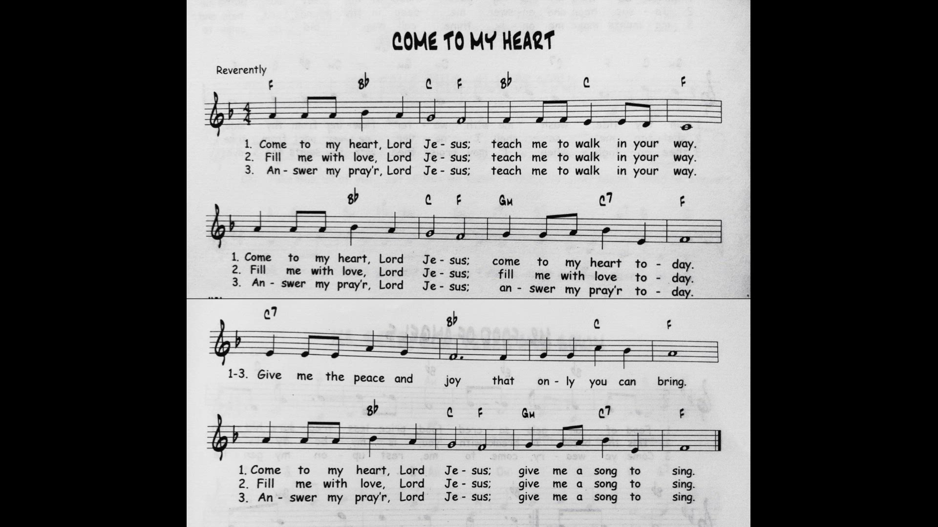 'Video thumbnail for Come To My Heart - Catholic Mass Song Sheet Music'