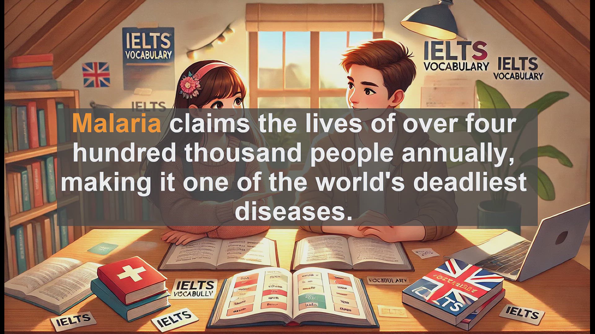 'Video thumbnail for 5000 Must Know IELTS 8.0 Vocabulary - Malaria: Understanding a Global Health Threat'