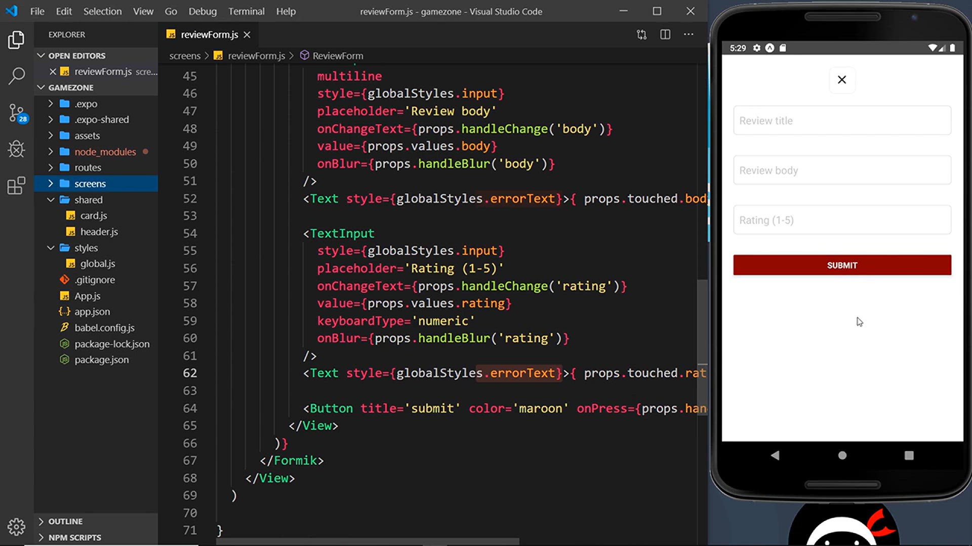 'Video thumbnail for React Native Tutorial  #34 - Custom Button Component'