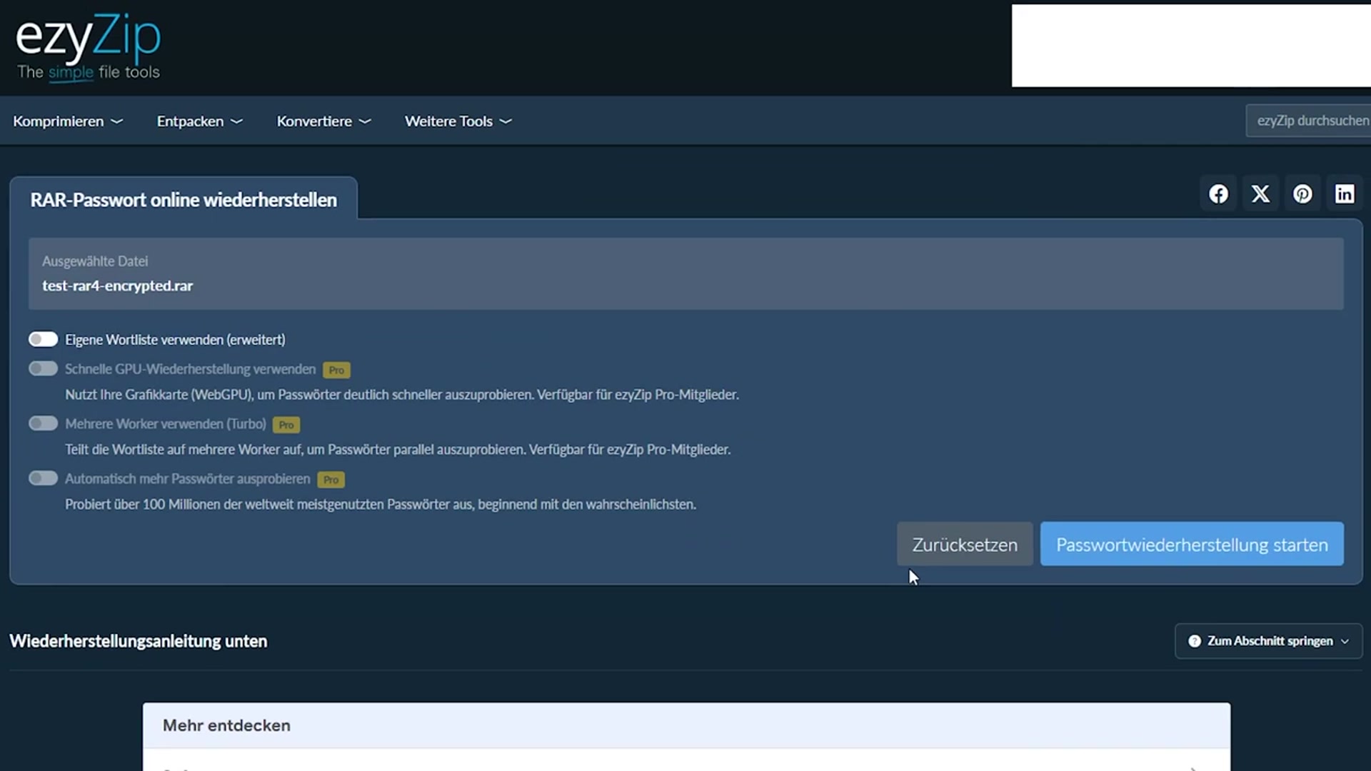 Video thumbnail for 📦 So Knacken Sie ein RAR-Passwort Online Kostenlos | Keine Softwareinstallation Erforderlich