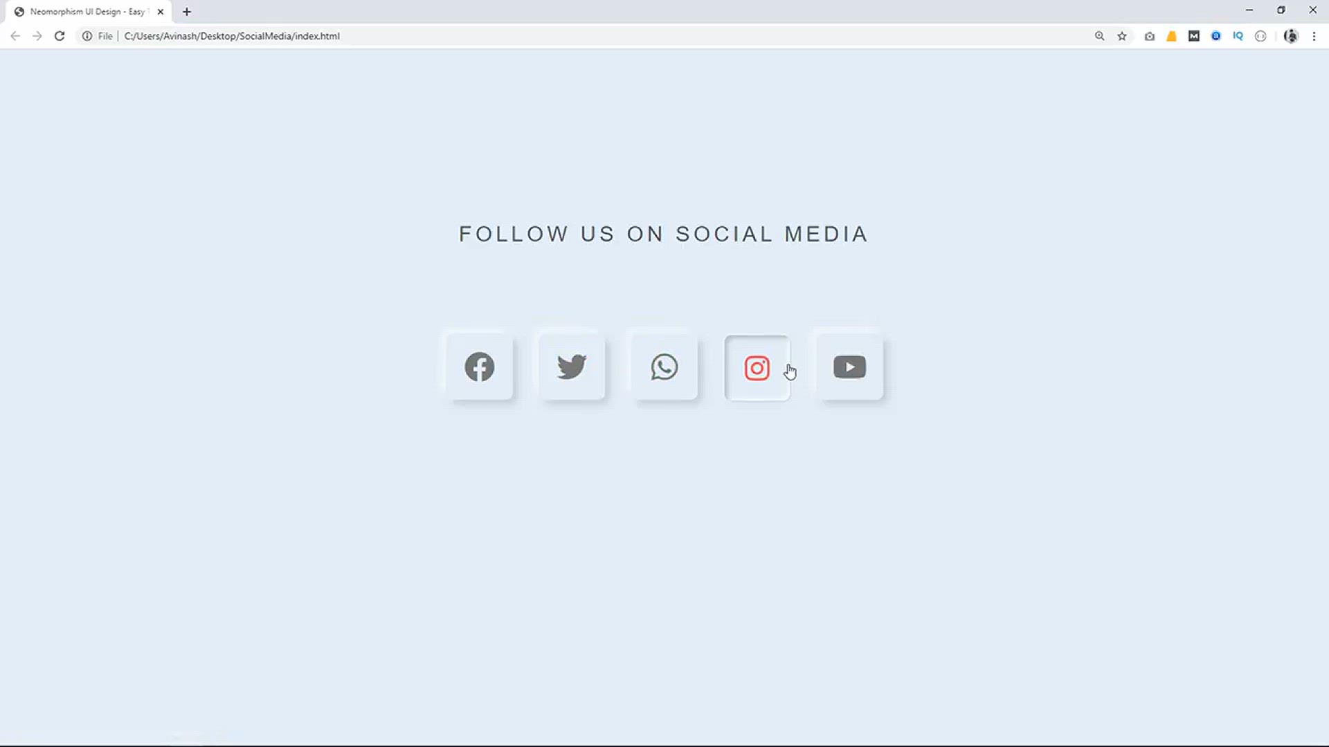 'Video thumbnail for Neomorphism UI Design In CSS _ Social Media Icons Design Using HTML And CSS'