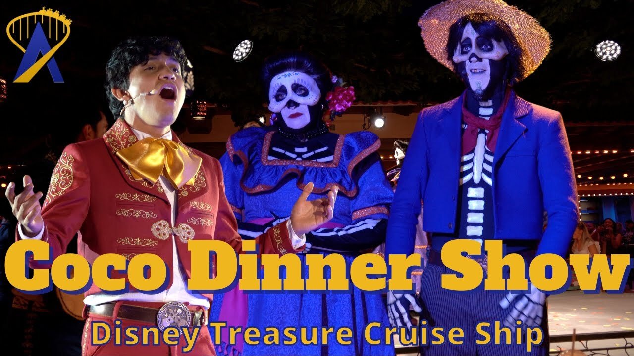 Video thumbnail for Full Plaza de Coco Day of the Dead Restaurant Dinner Show on the Disney Treasure