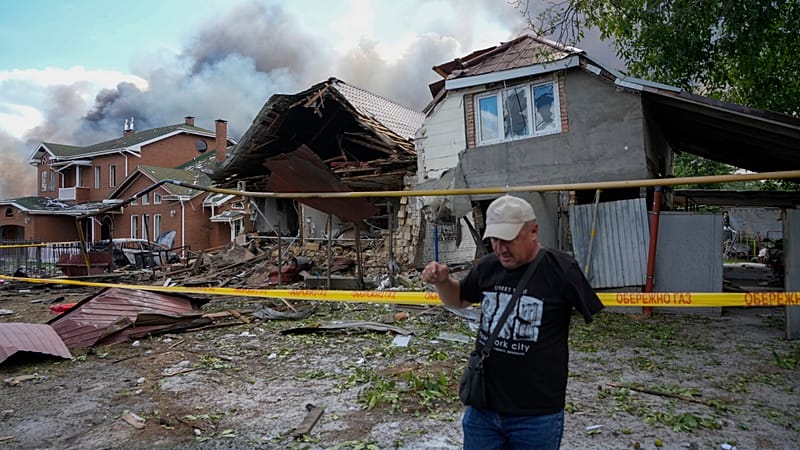 Video thumbnail for Russia’s overnight drone barrage ignites fires across Ukrainian cities
