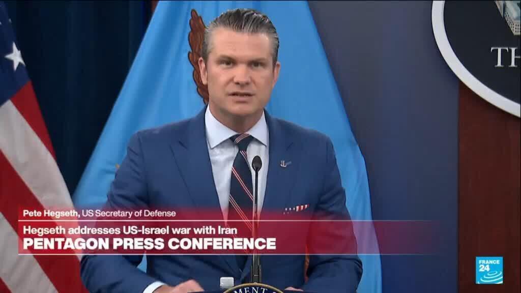 Video thumbnail for REPLAY: Pentagon chief Hegseth says Iran 'badly losing', strikes to intensify