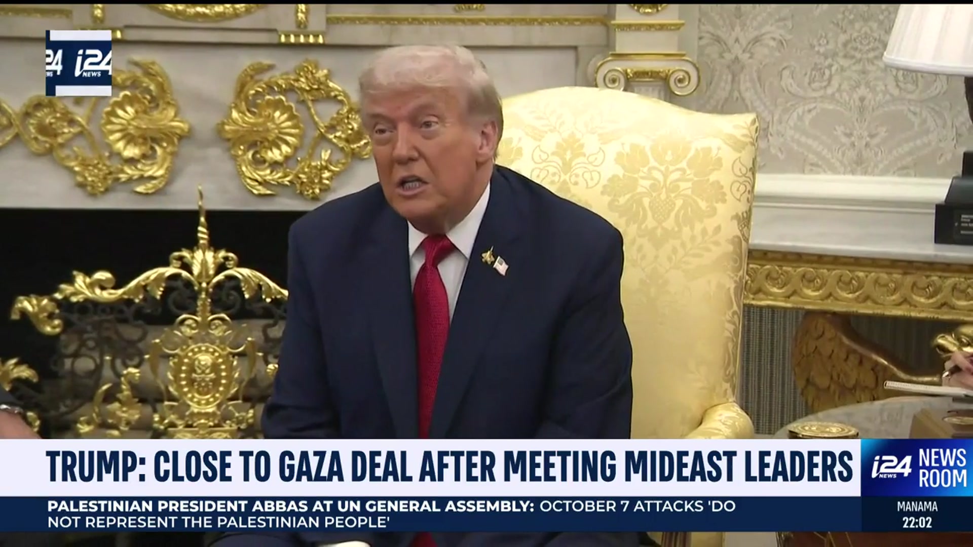 'Video thumbnail for Trump: Close to Gaza deal after meeting Mideast leaders'