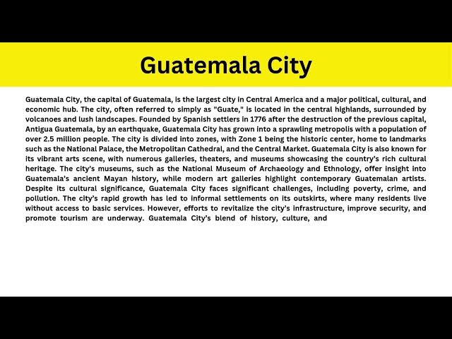 Video thumbnail for Short Paragraph on Guatemala City