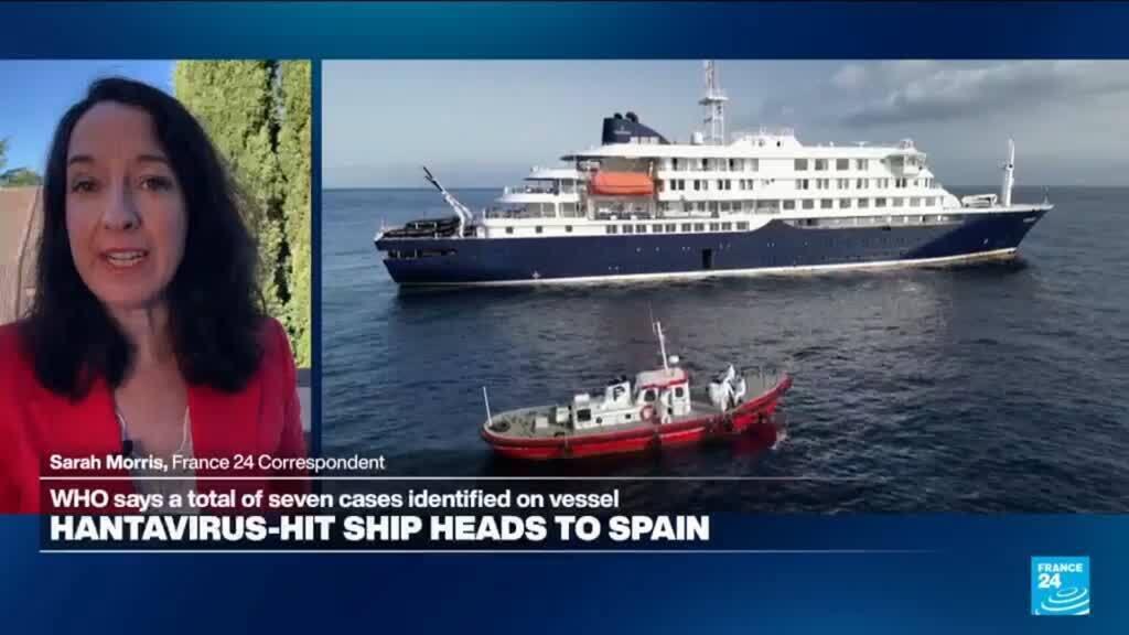 Video thumbnail for Hantavirus-hit cruise ship heads to Spain to dock in Canary Islands
