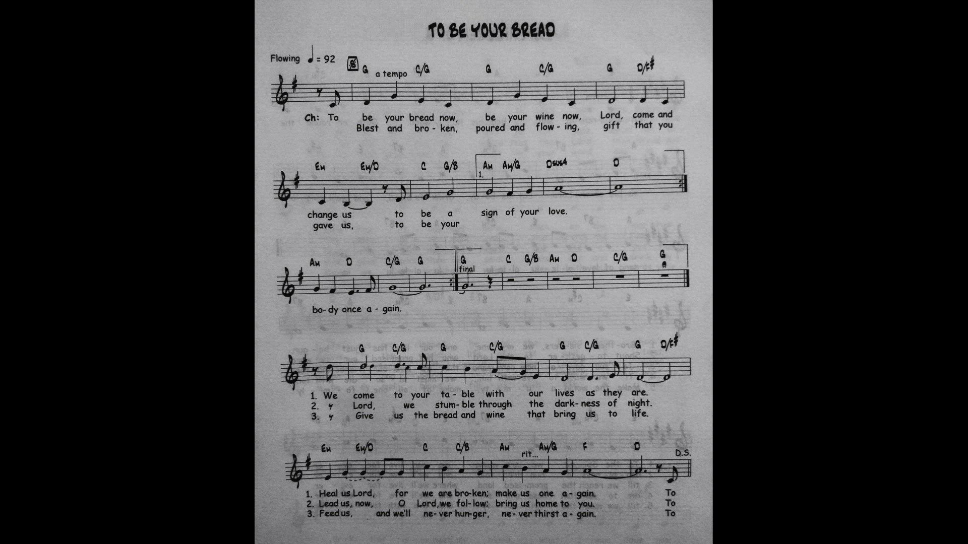 'Video thumbnail for To Be Your Bread - Catholic Mass Song Sheet Music'