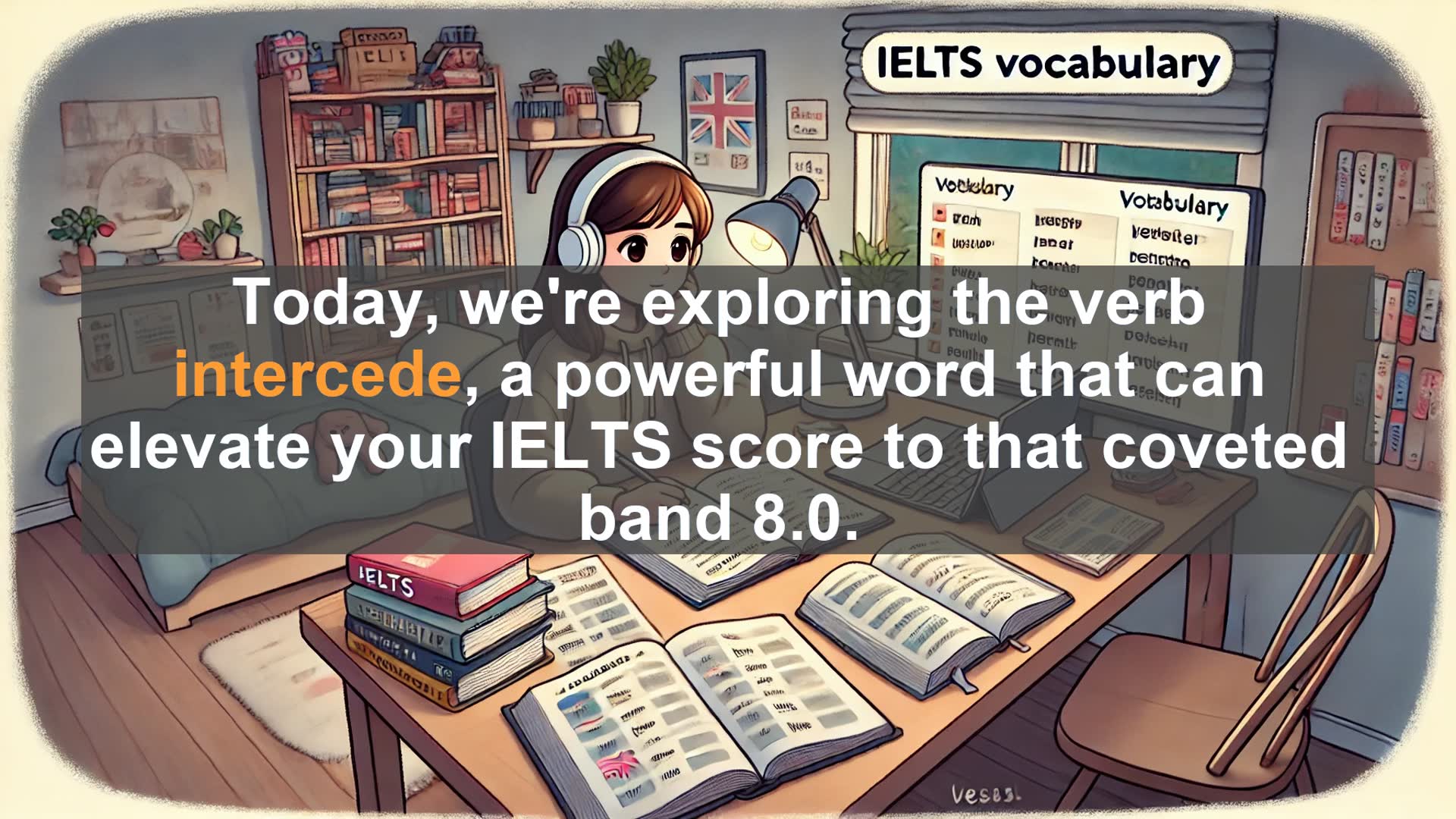 'Video thumbnail for 5000 Must Know IELTS 8.0 Vocabulary - Intercede: Boost Your IELTS Score with This Powerful Verb'