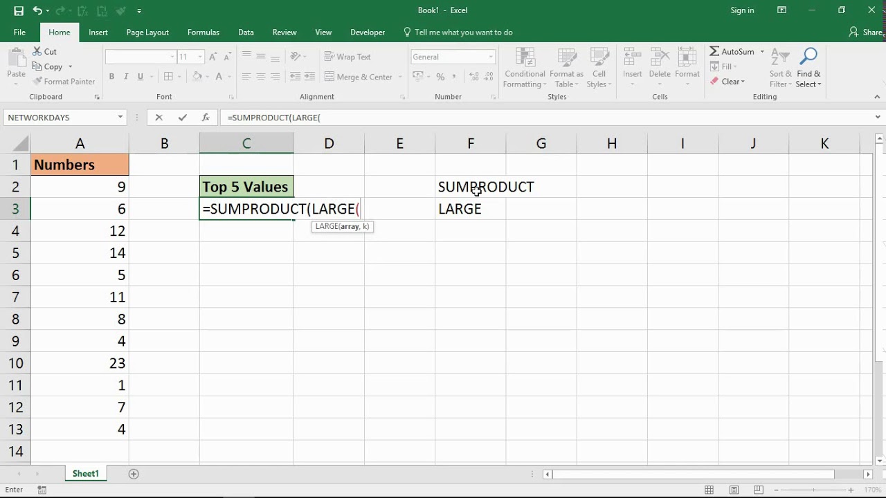 Video thumbnail for Sum the Top 5 Values - Excel Formula