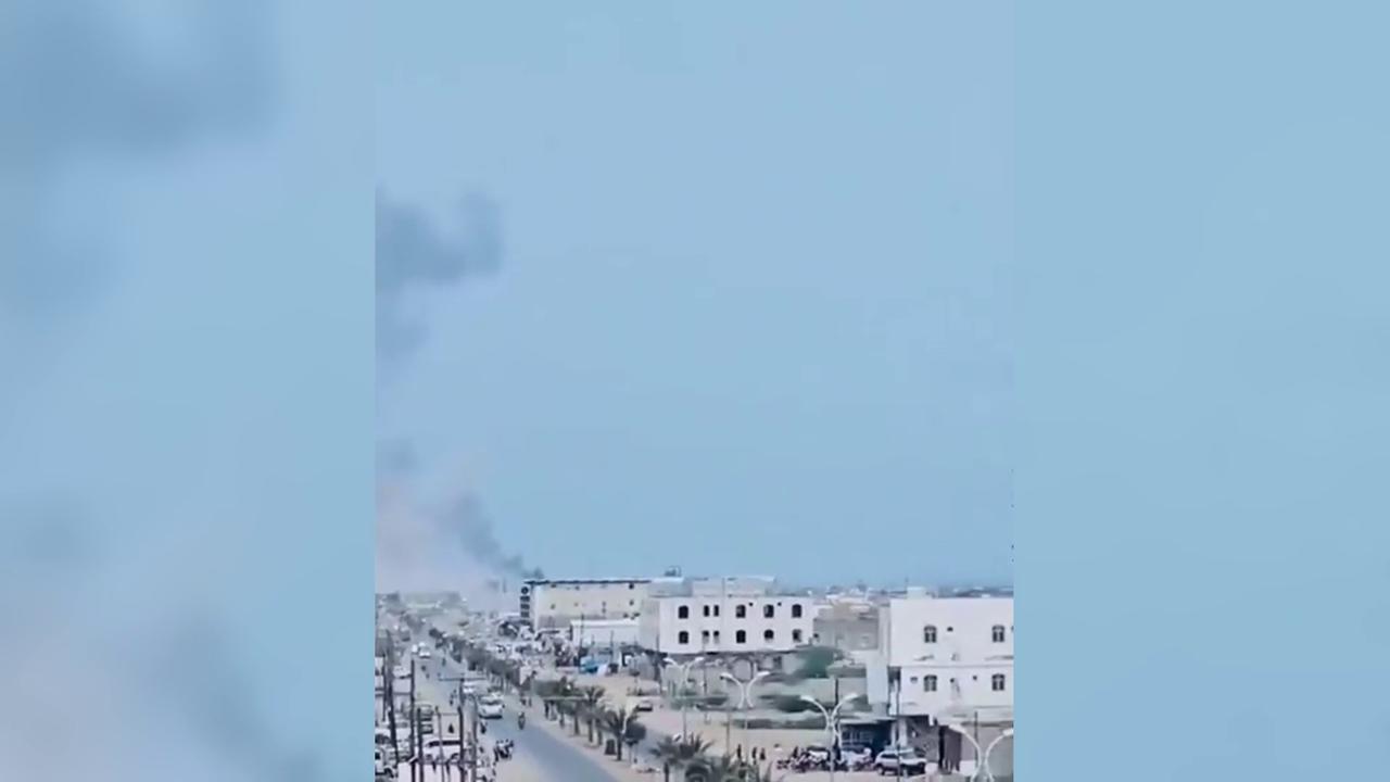 Video thumbnail for Yemen: Explosions Continue at Yemen’s Port After Houthi Attack.