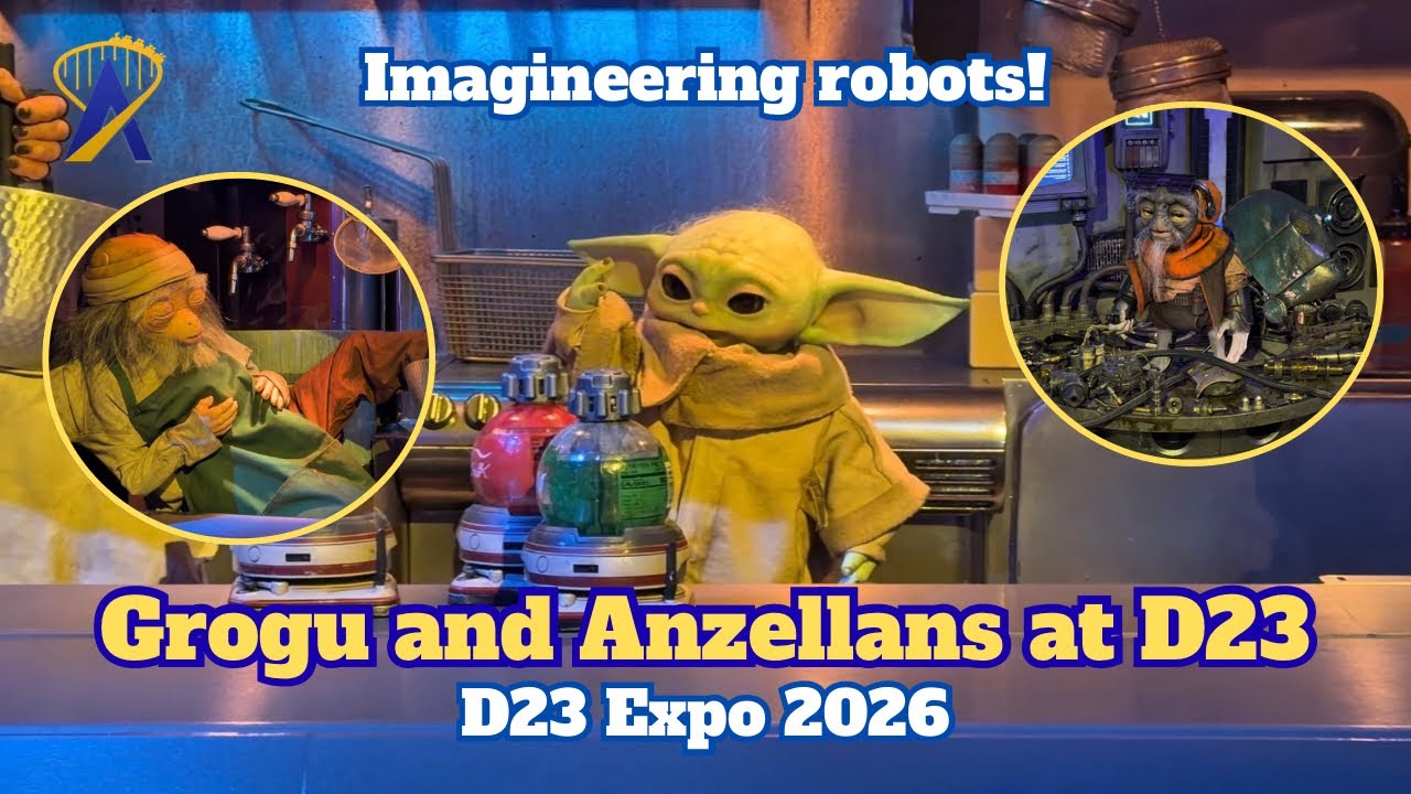 Video thumbnail for Grogu and Anzellans Serving Drinks and Fixing Things at D23 - Star Wars