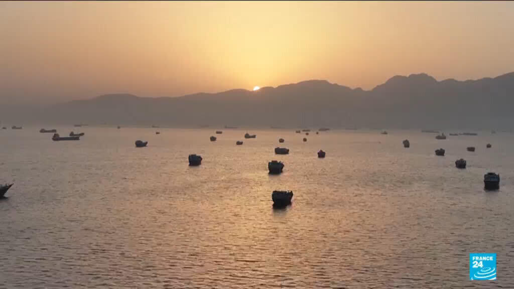 Video thumbnail for A cargo ship in the Strait of Hormuz targeted by Iran