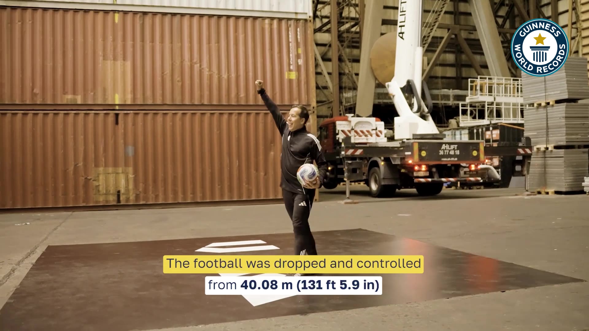Video thumbnail for Highest altitude football dropped and controlled  40.08 metres (131 ft 5.9 in) by Philip Warren Gertsson