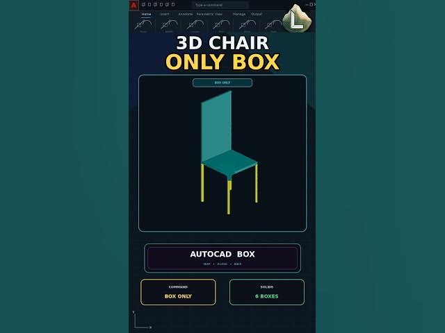 Video thumbnail for Make a 3D Chair in AutoCAD with BOX Only