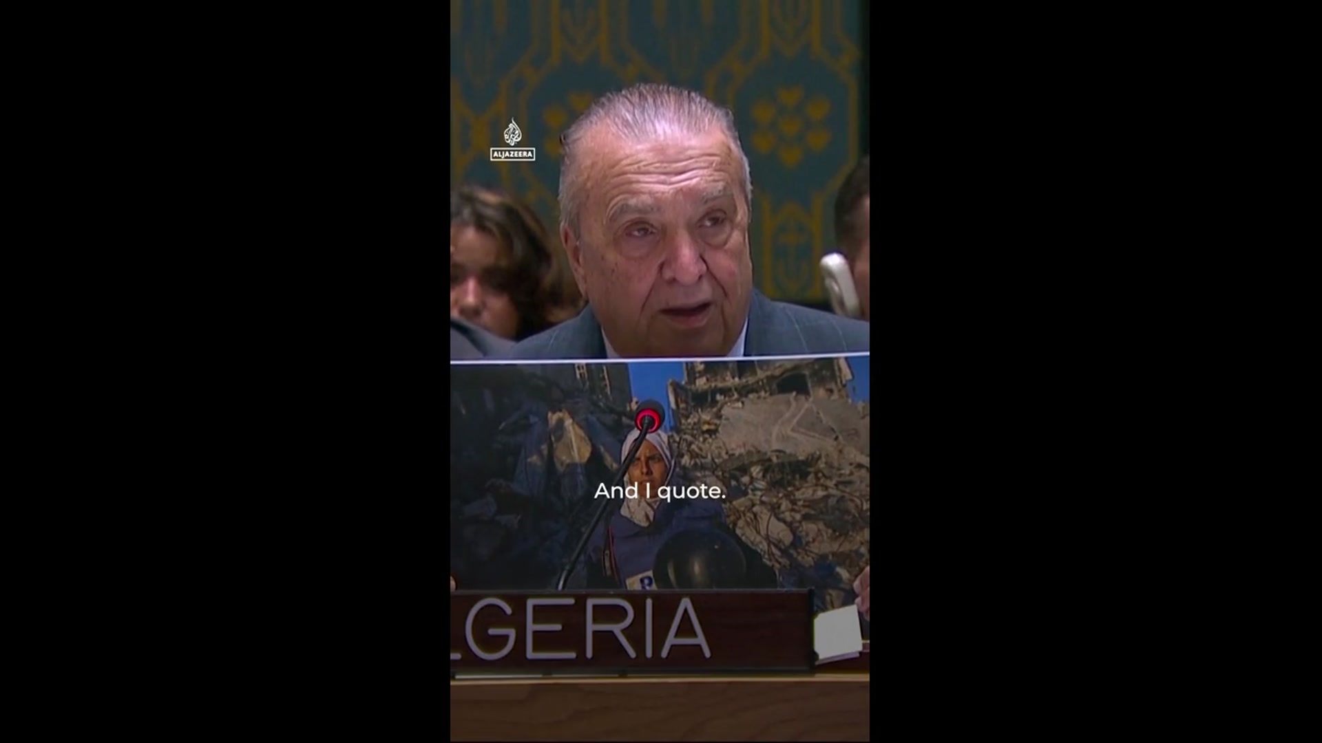 'Video thumbnail for Emotional Algerian UN envoy reads Mariam Abu Daqqa's letter to her son'