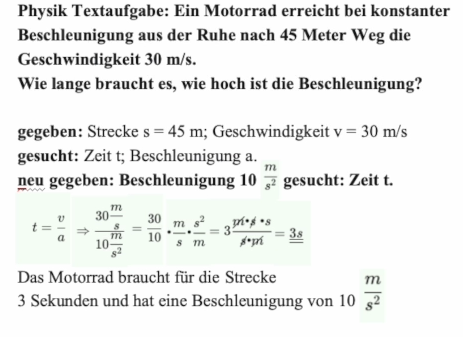 'Video thumbnail for Geschwindigkeit berechnen mit Beschleunigung und Zeit '