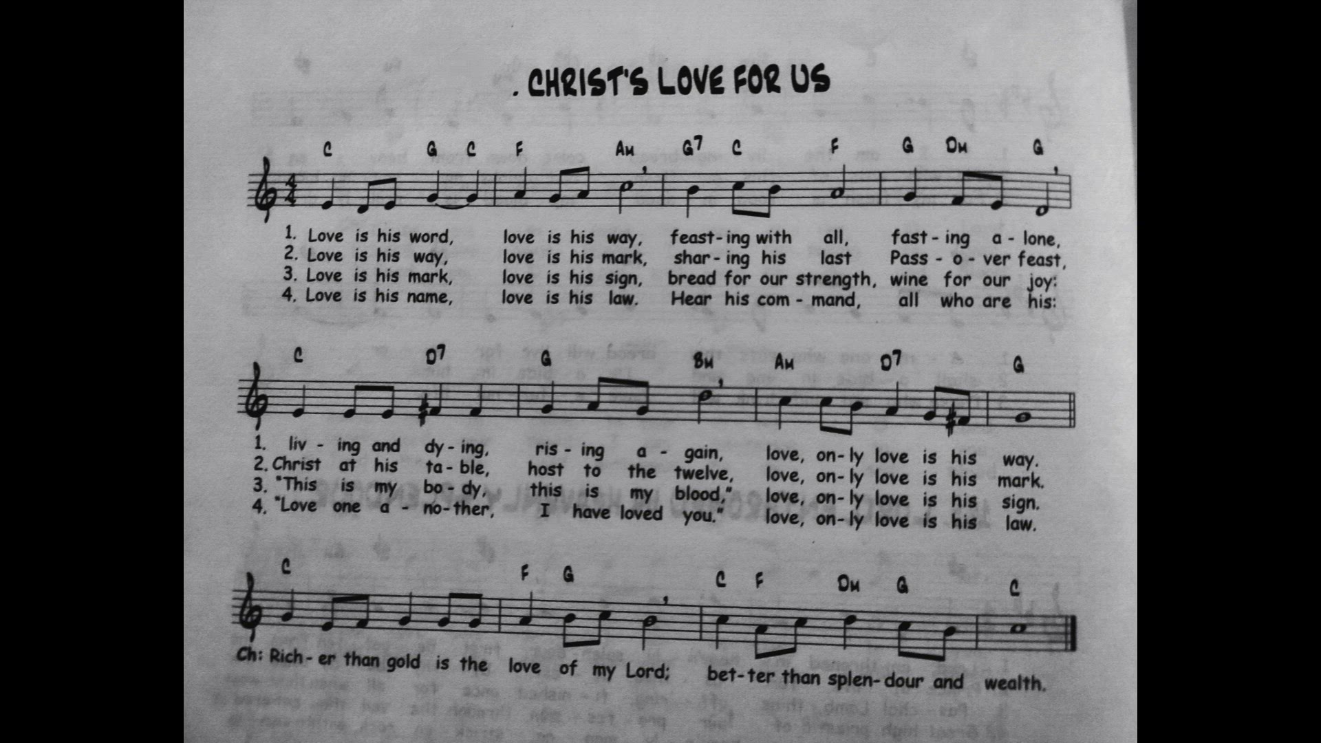 'Video thumbnail for Christ's Love For Us - Catholic Mass Song Sheet Music'