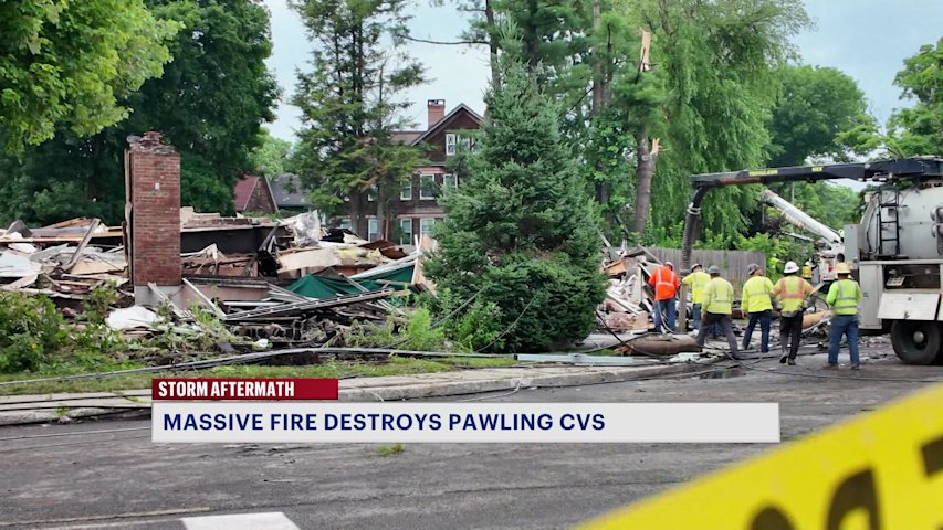 Video thumbnail for Storm-triggered fire destroys CVS, neighboring business in Pawling