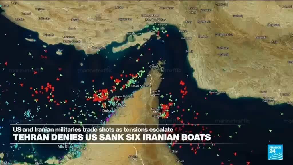 Video thumbnail for Iran fires 'warning shots' as US Navy says its ships entered Gulf via Hormuz