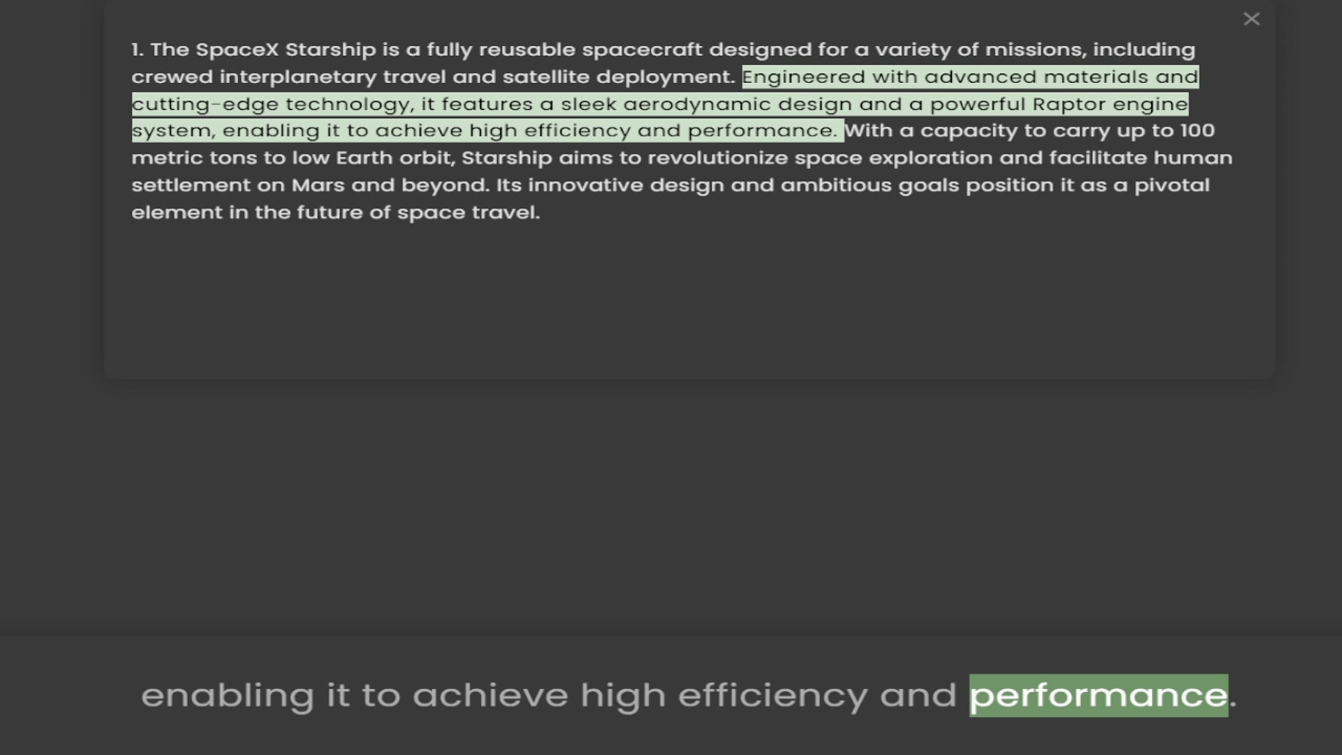 Video thumbnail for 1. The SpaceX Starship is a fully reusable spacecraft designed for a variety of missions, including crewed interplanetary travel and satellite deployment. Engineered with advanced materials and cutting-edge technology, it features a sleek