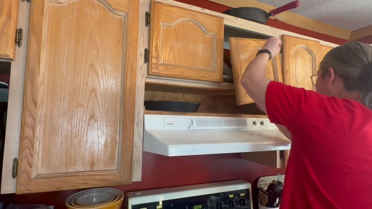 Video thumbnail for How $15 completely transformed my outdated kitchen in ONE weekend!