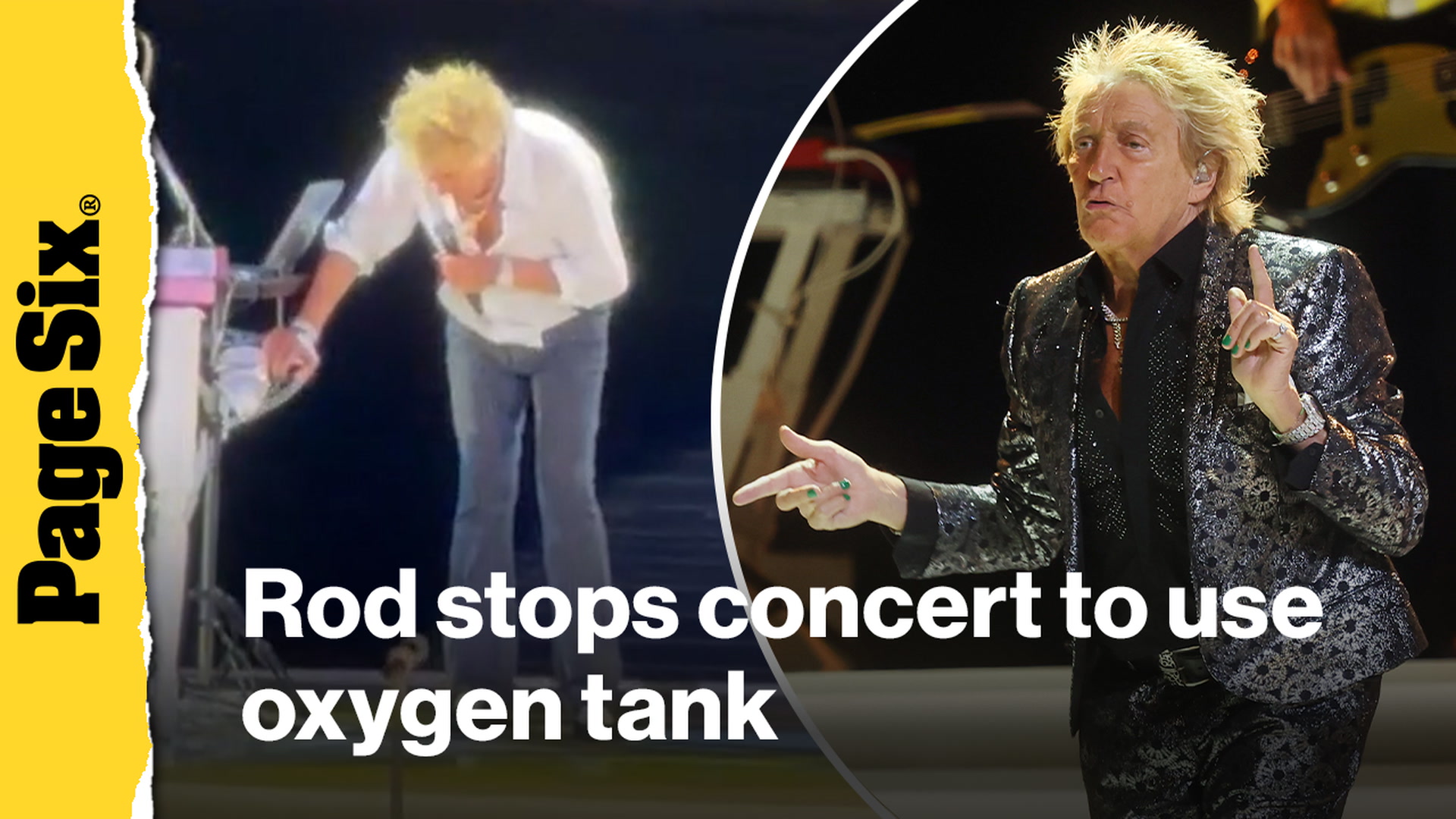 Video thumbnail for Rod Stewart stops Utah concert to use oxygen tank onstage after nearly fainting