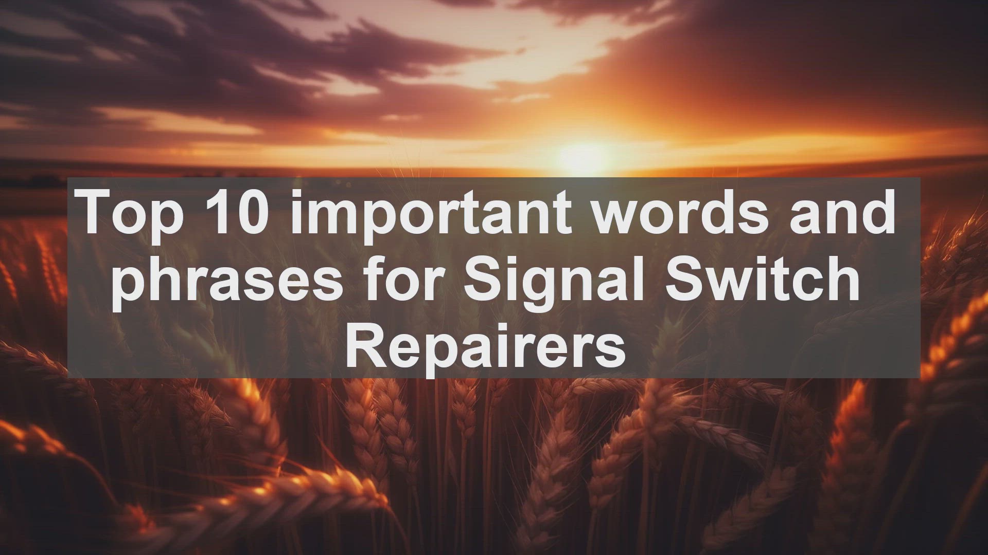 'Video thumbnail for Top 10 important words and phrases for Signal Switch Repairers'