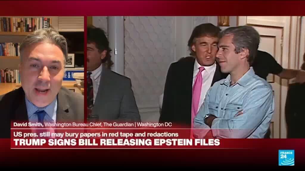 Video thumbnail for Trump signs bill releasing Epstein documents amid fears of cover-up