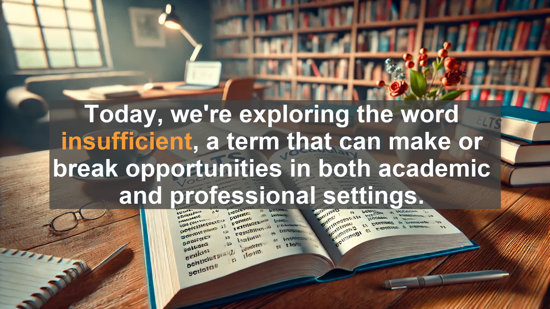 'Video thumbnail for 5000 Must Know IELTS 8.0 Vocabulary - Understanding 'Insufficient': Boost Your IELTS Score'