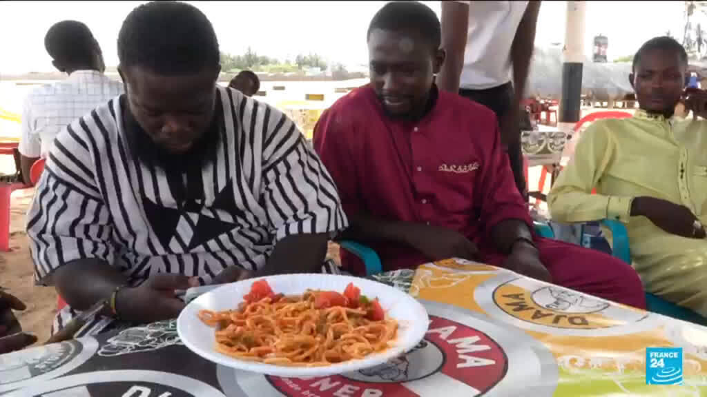 Video thumbnail for Spaghetti man goes viral in Togo