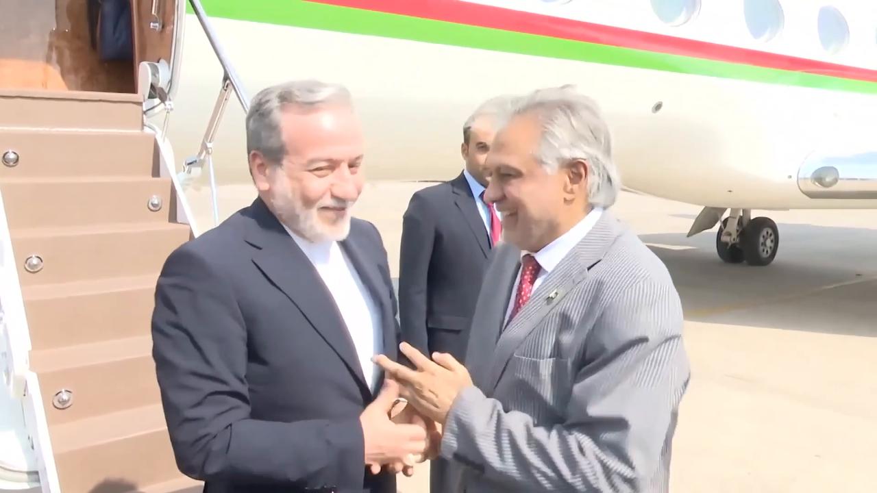 Video thumbnail for Pakistan: Iranian president arrives in Pakistan on 1st overseas trip since war with US, Israel.